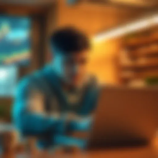 A student looking at a laptop, planning to withdraw cryptocurrency without tax implications