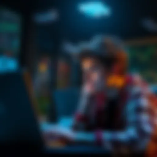 A student looking thoughtfully at a laptop with Bitcoin charts on the screen, considering whether to sell or hold their investment