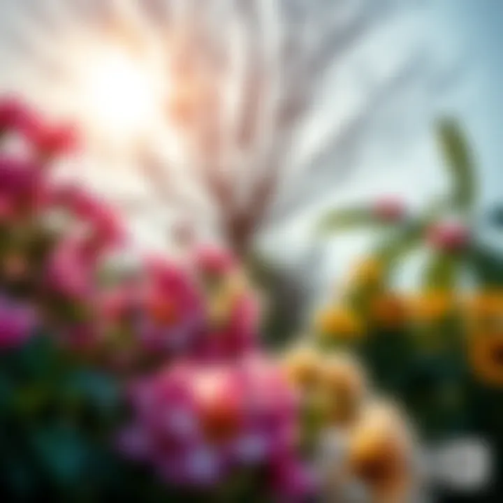 A bright sunny day with colorful flowers in bloom, symbolizing new beginnings and opportunities