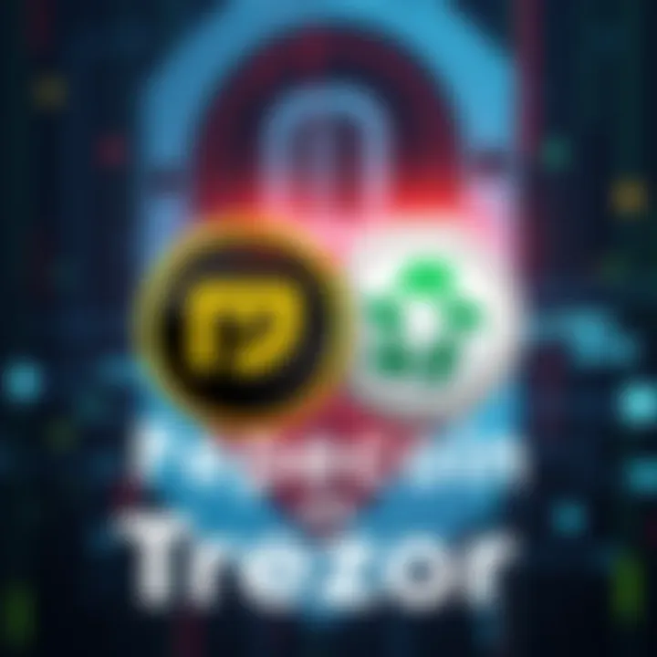 A graphic showing Pepecoin logo alongside Trezor wallet logo, symbolizing the request for support, with a secure digital background.