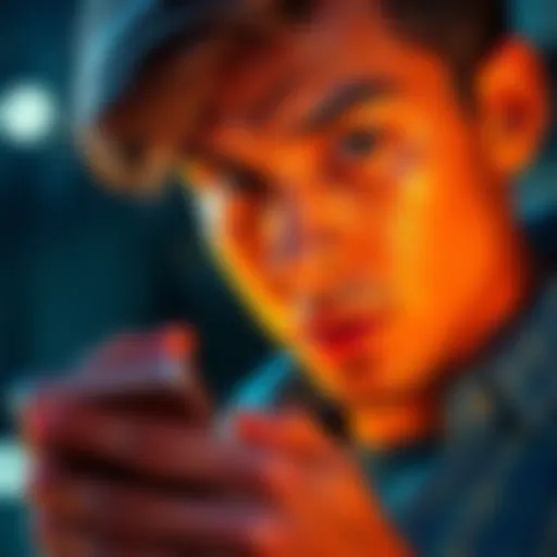 A person looking at a smartphone with a suspicious message about a Coinbase withdrawal. Concerned expression on their face.