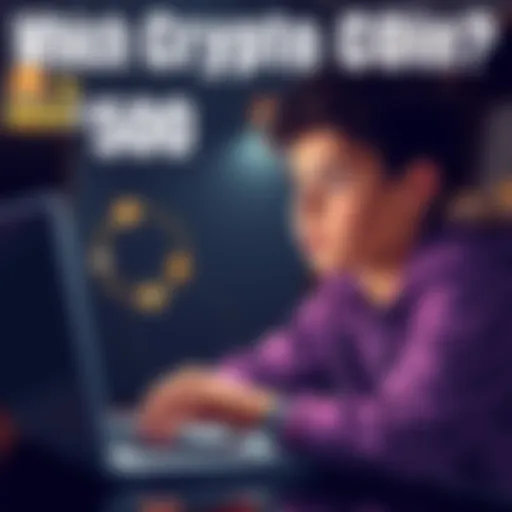 A 17-year-old looking at cryptocurrency options on a laptop with a thoughtful expression, considering which coin to invest in.