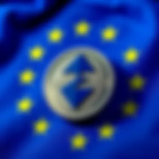 Tether logo positioned against a backdrop of the European Union flag, symbolizing the clash over crypto regulations.