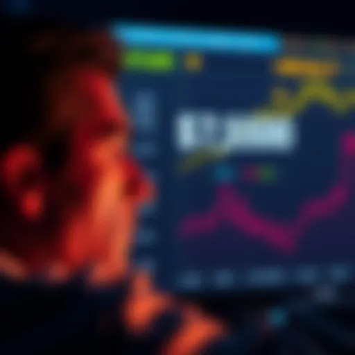 A person looking at a screen displaying token validation data, showing gains and losses. The expression reflects concern over a $7500 loss in investment.