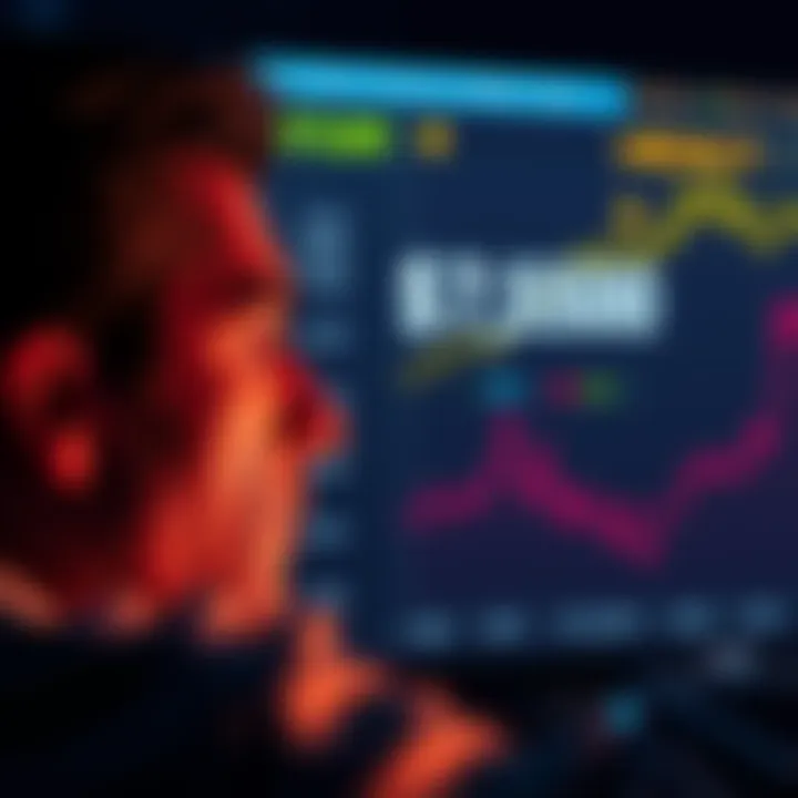 A person looking at a screen displaying token validation data, showing gains and losses. The expression reflects concern over a $7500 loss in investment.