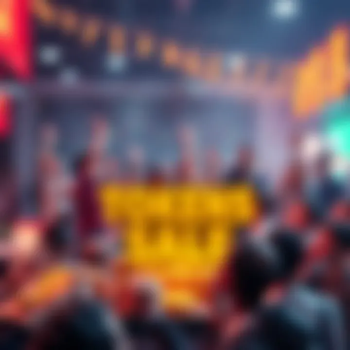 A graphic showing tokens being sold, with a backdrop of excited people ready to participate in the market.