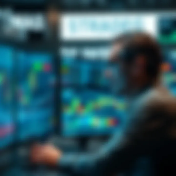 Trader Analyzing Market Data A trader focused on screens displaying stock charts and data, symbolizing effective trading strategies.