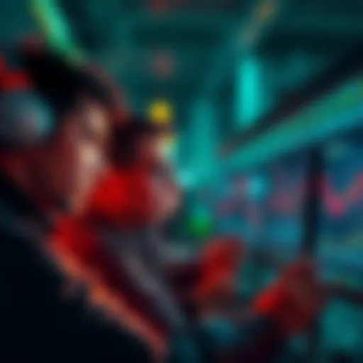 A group of worried traders looking at declining charts on screens, depicting the struggles in the Solana memecoin market.