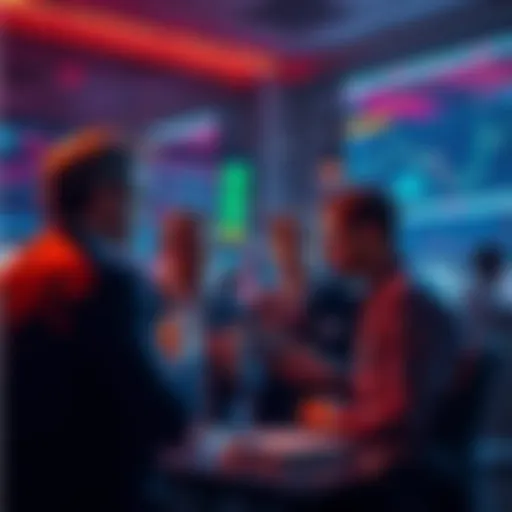 Traders engaging in a discussion about market trends and strategies