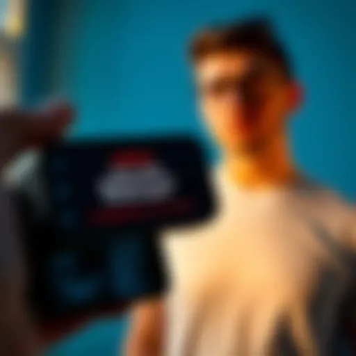 A Trezor Model One wallet displaying a firmware update warning on the screen, with a concerned person in the background looking at the device.