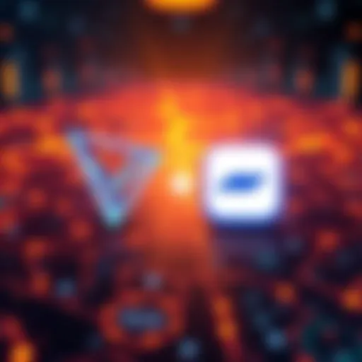 Illustration showing Tron and Base logos merging together with blockchain elements in the background