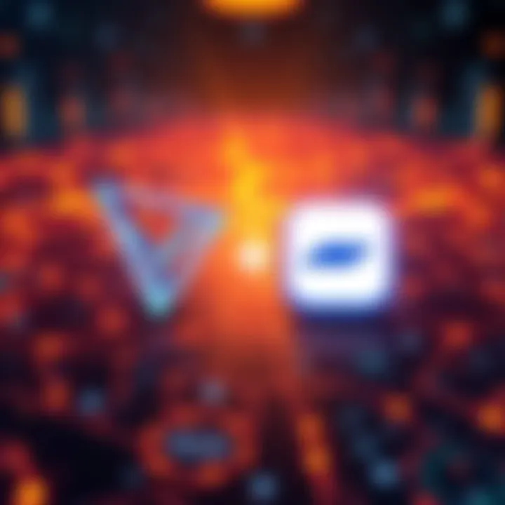 Illustration showing Tron and Base logos merging together with blockchain elements in the background