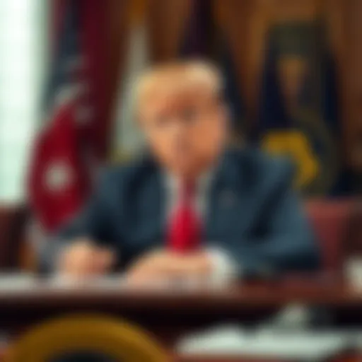 President Trump signing a pardon for Binance founder Changpeng Zhao, with flags in the background