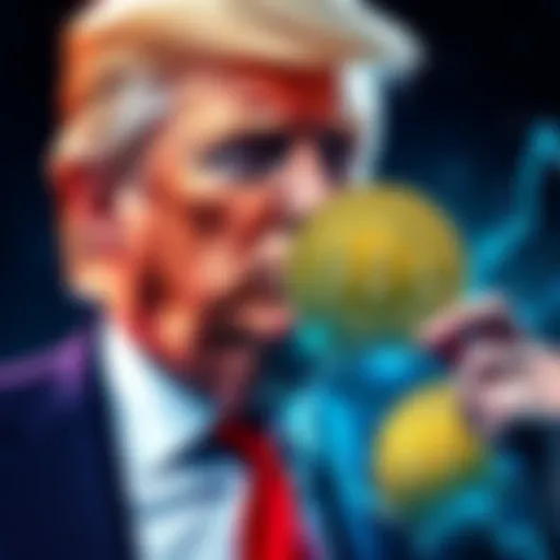 President Trump with a dollar sign and Bitcoin symbol, representing deregulation in the crypto market