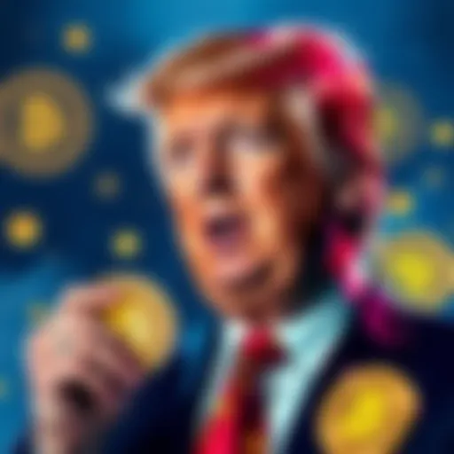 Former President Trump with cryptocurrency symbols, representing pro-crypto policies affecting CRO's market