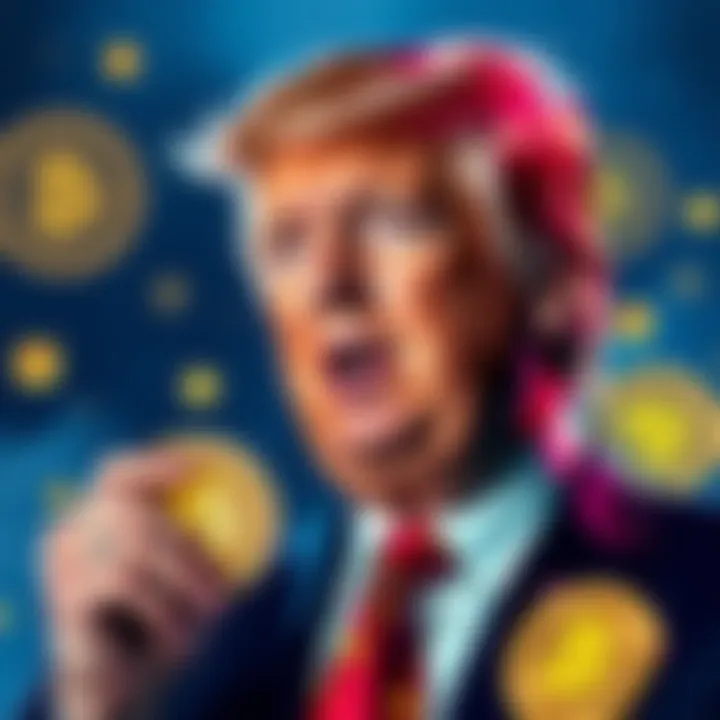 Former President Trump with cryptocurrency symbols, representing pro-crypto policies affecting CRO's market