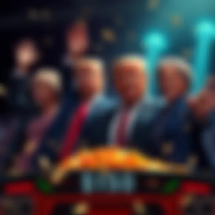 A graphic showing the Trump family celebrating their financial gains from cryptocurrency investments.
