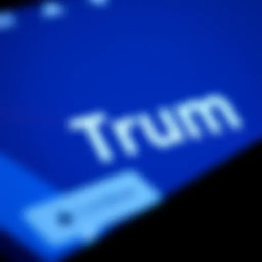 Close-up of Trump Mobile logo displayed on a Coinbase Wallet interface with a focus on transaction options