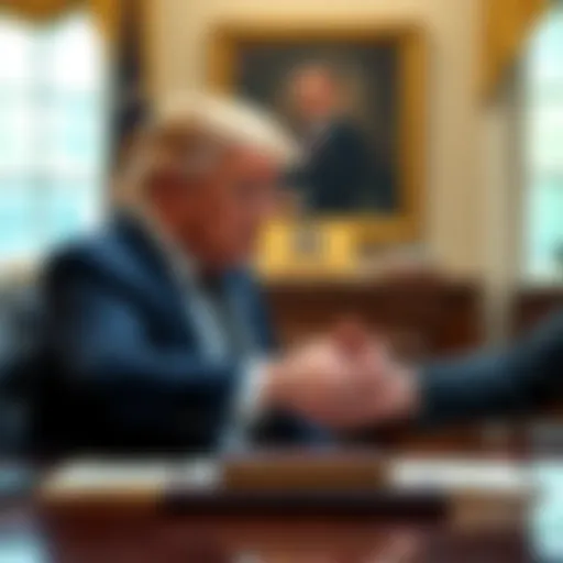 President Trump granting a pardon to Changpeng Zhao, founder of Binance, in a formal setting