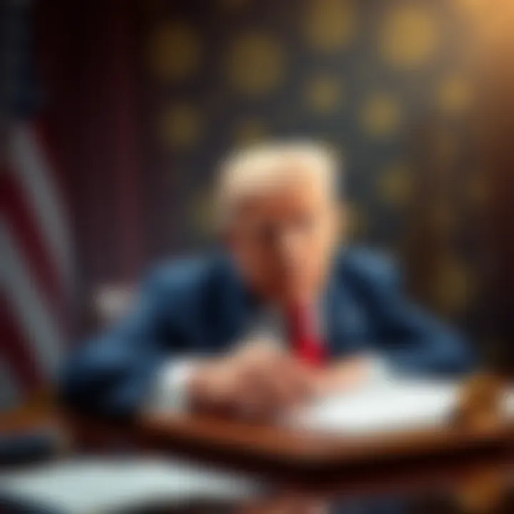 Trump pardons Changpeng Zhao President Trump signing a pardon document for Changpeng Zhao, founder of Binance, with a backdrop of cryptocurrency symbols.