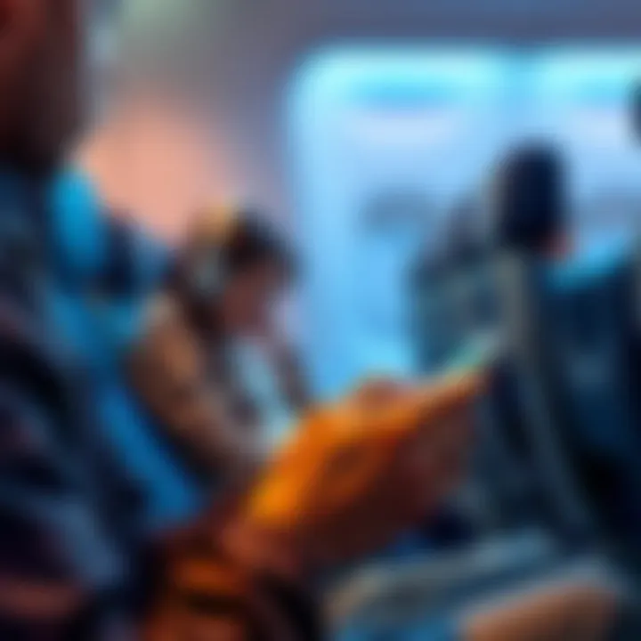 Customer on a flight checking their mobile banking app, displaying an unauthorized transaction notification from Crypto.com