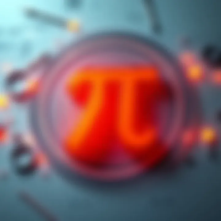 A visual representation of the pi symbol alongside the numerical value 314159, with mathematical elements like circles and equations in the background.