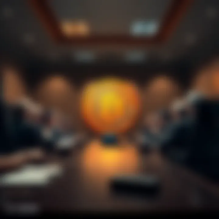 Group of US lawmakers discussing a bill on Bitcoin regulation in a meeting room