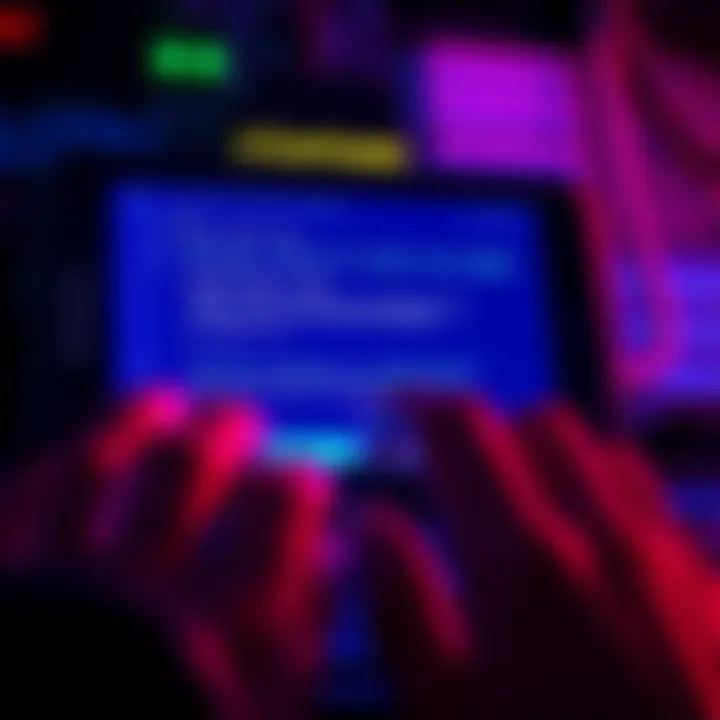 A person typing a seed phrase on a device screen during a firmware update process