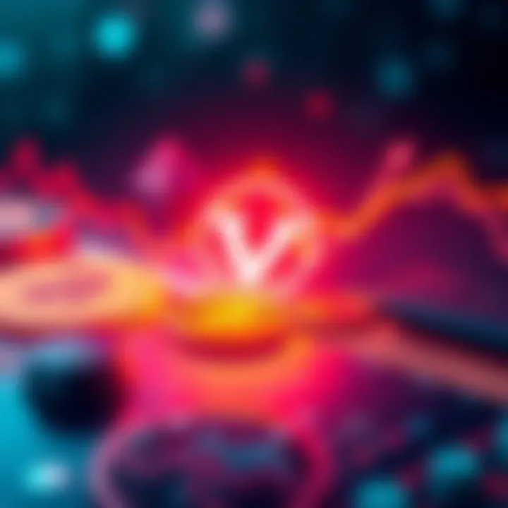 VanEck Solana Staking ETF Announcement A graphic showing VanEckโs logo alongside symbols of cryptocurrency and an upward trend in the financial market, representing the new Solana Staking ETF.
