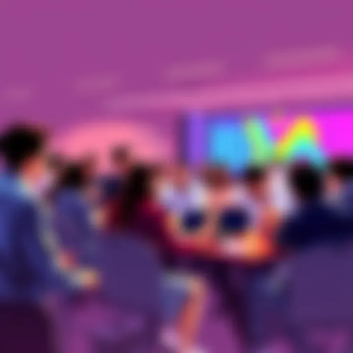 People engaging in a vibrant discussion about blockchain advancements at Vechain meeting.