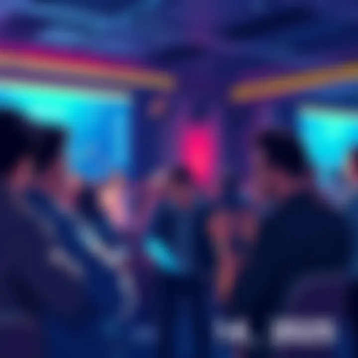 People engaging in a discussion about Vechain's new features and upgrades at a virtual event