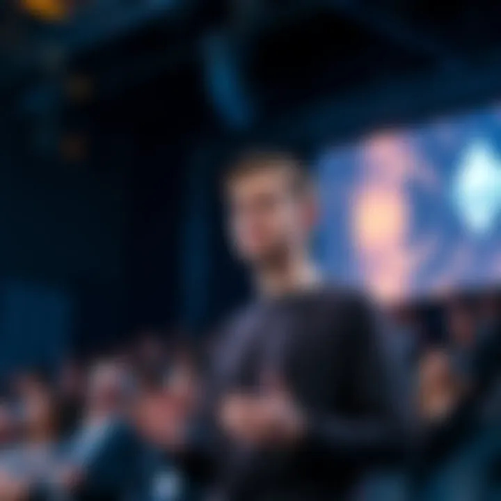 Vitalik Buterin stands in front of a crowd, discussing the importance of Ethereum's decentralization and security.