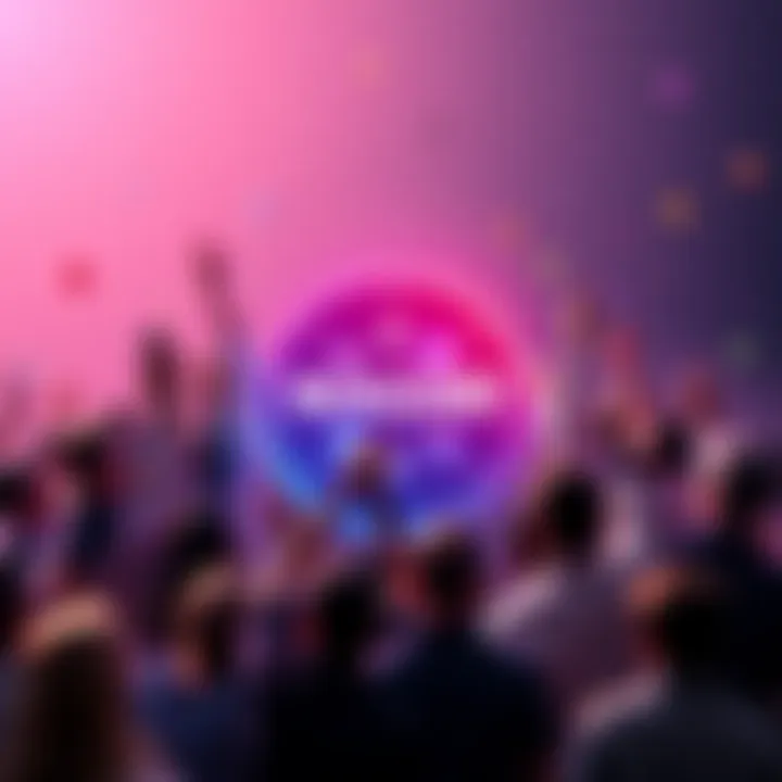 Group of people celebrating around Solana logo, symbolizing growth and optimism in the blockchain community