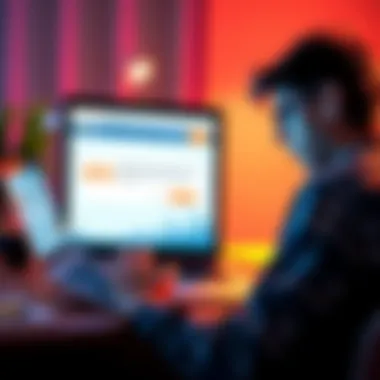 A frustrated person looking at their laptop screen displaying a wallet application with KYC prompts and error messages
