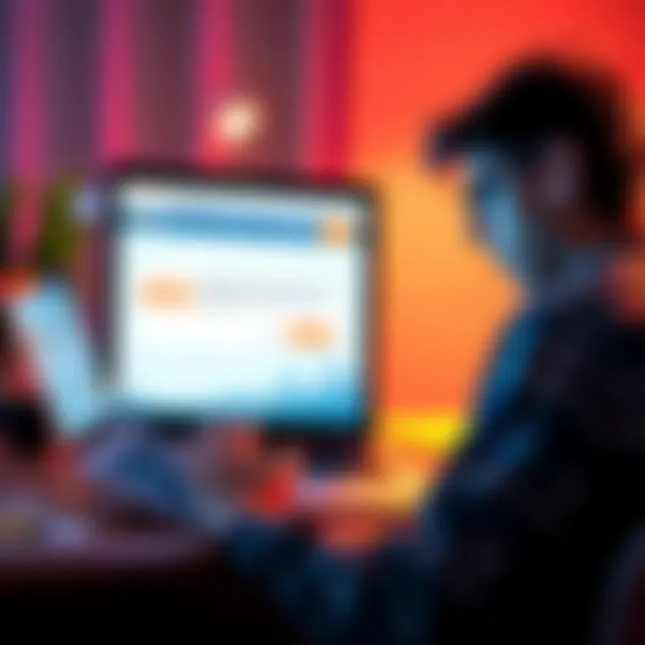 A frustrated person looking at their laptop screen displaying a wallet application with KYC prompts and error messages