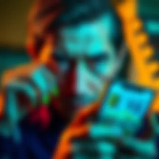 A person looking worried while staring at a smartphone showing a crypto wallet with large amounts of digital currency