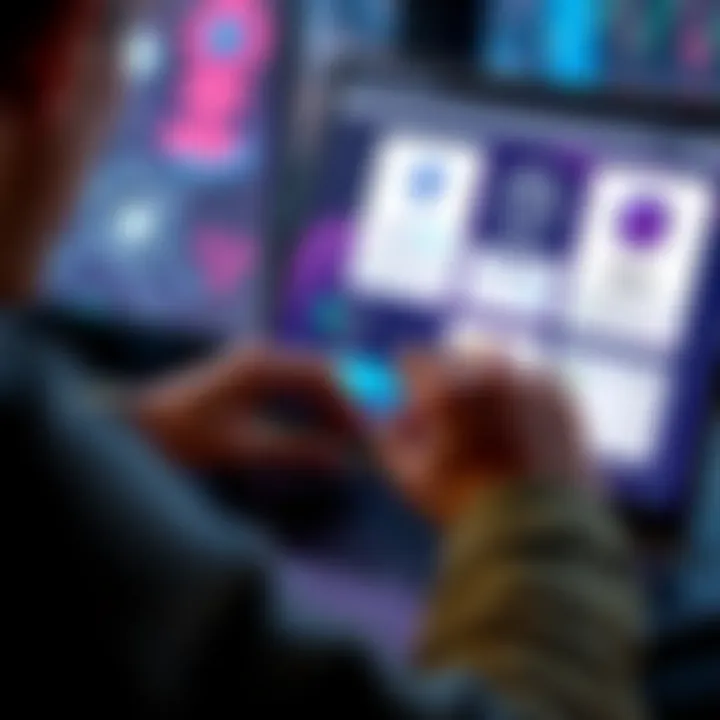 A person examining different cryptocurrency wallets and comparing gas fees on a laptop, with icons of Trust Wallet and Tronlink on the screen.