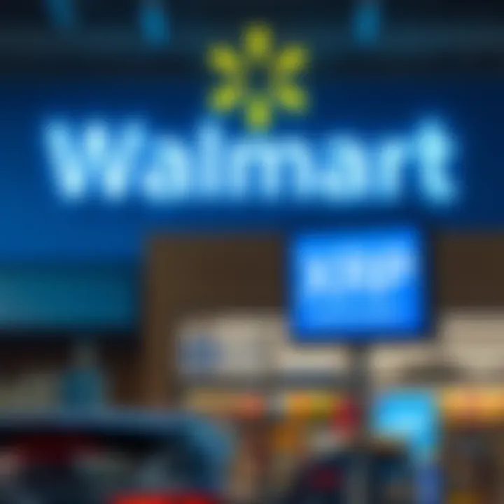 Walmart Store with XRP Payment Option A Walmart store with a digital sign promoting XRP as a new payment option for shoppers.