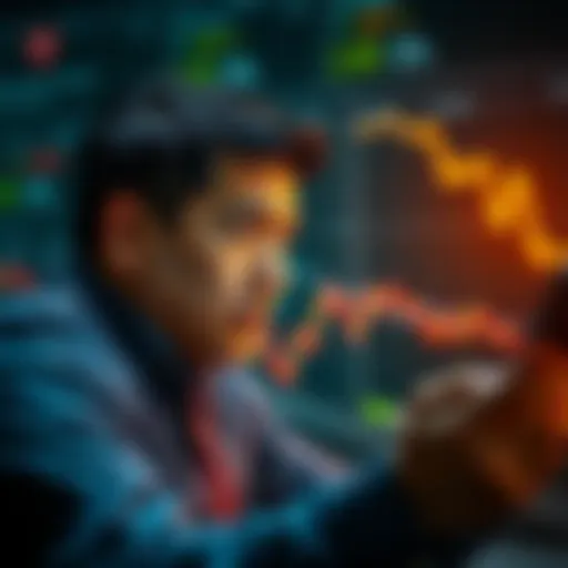 Warning against using leverage in investing A person looking worried while examining financial charts that show downward trends
