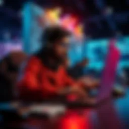 A beginner web developer from India searching for a partner in a hackathon, with a laptop open to coding.