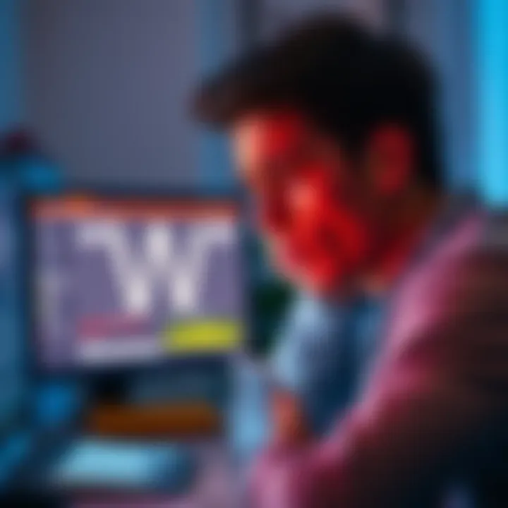 A frustrated person looking at a Wi-Fi router with a computer and smartphone showing disconnected signals.
