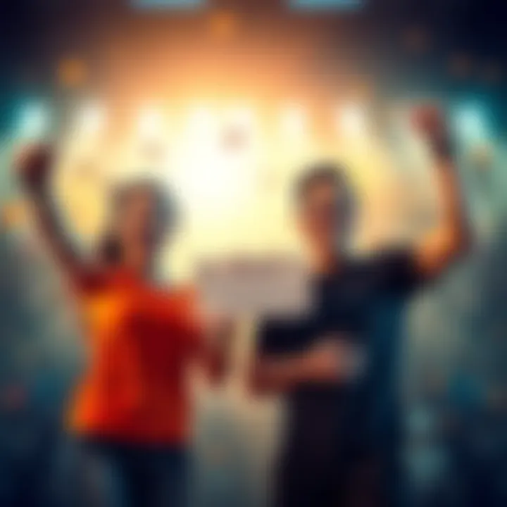 Two excited winners holding 150 $SWEAT tokens and celebrating their Sweatcoin Premium subscription
