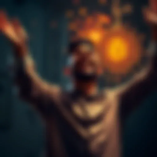 A person celebrating after winning a lawsuit against their landlord for black mold, considering investing in Bitcoin.
