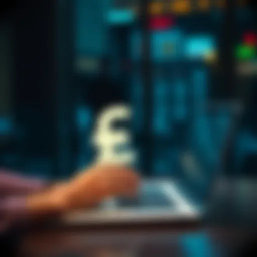 A person using a laptop to transfer GBP funds to their UK bank account