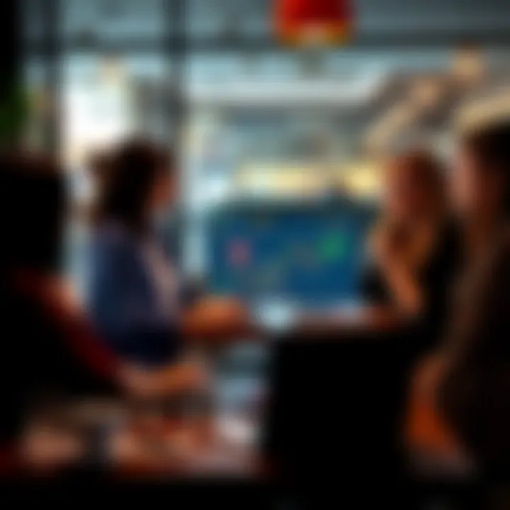 Women Engaging with Bitcoin and Cryptocurrency A group of women discussing Bitcoin and cryptocurrency at a coffee shop, with charts and laptops in front of them