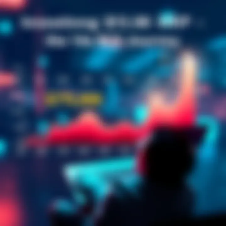A visual representation of an investment chart showing the rise of XRP from $13,000 to $175,000, with a person looking at the growth on a laptop.