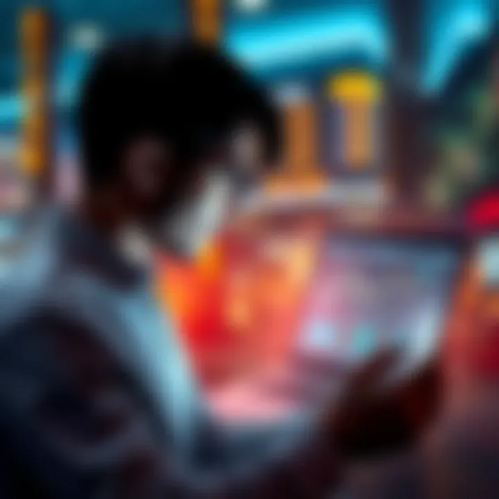 A person reading a laptop about XRP investments with charts on the screen