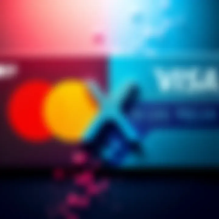 A graphic showing XRP symbol competing against MasterCard and VISA logos, representing the shift in payment methods.