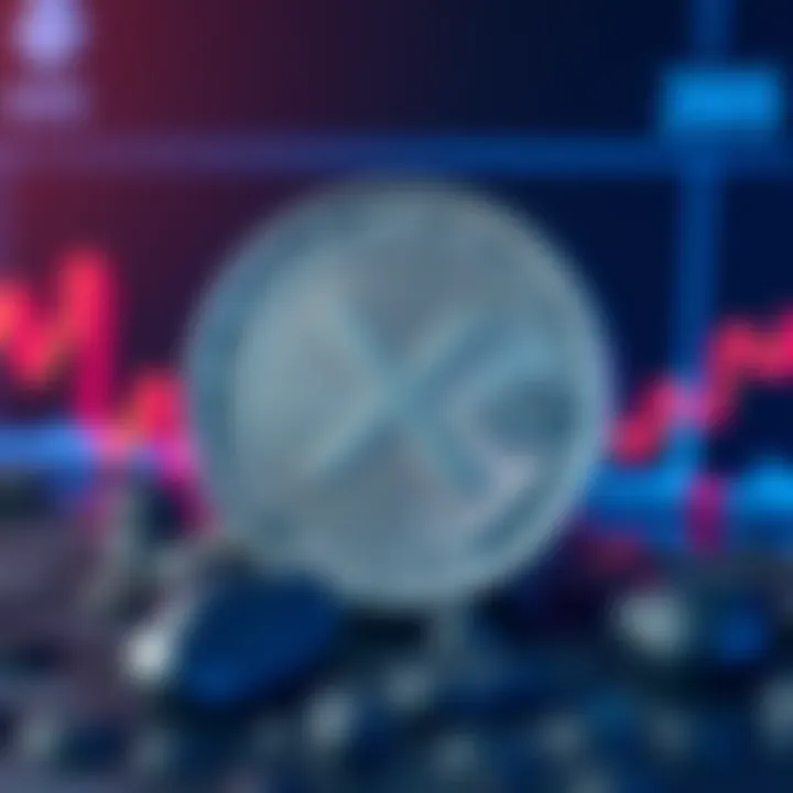 XRP cryptocurrency coin with a downward trend chart in the background, symbolizing price drop risks
