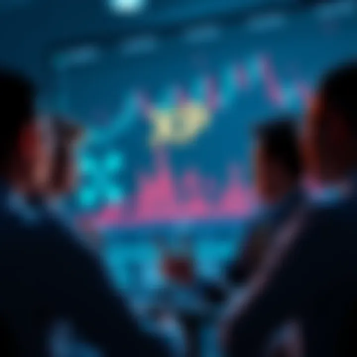 People discussing the future of XRP and Ripple with charts and graphs in the background